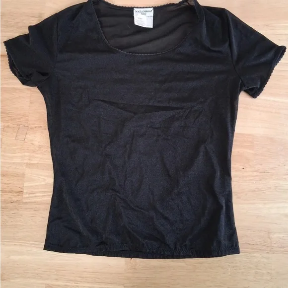 🛑 1 hour sale. Dolce & Gabbana, size 44/Large, Black Short Sleeve Sheer Top - Picture 9 of 13